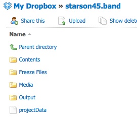 GarageBand ファイルを Dropbox に保存したときの見え方